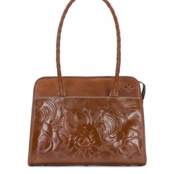 PATRICIA NASH TOOLED LEATHER PARIS SATCHEL/CROSSBODY NWT FLORENCE TAN - Picture 5 of 7